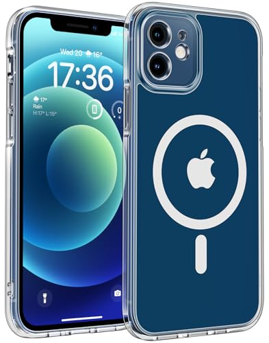 TOCOL für iPhone 12 Hülle, Kompatibel mit MagSafe, Transparent | Nie Vergilbung, Starke Haftkraft, Vollständiger Kameraschutz, Militärschutz Stoßfest Kratzfest Haltbarkeit, Durchsichtig Case