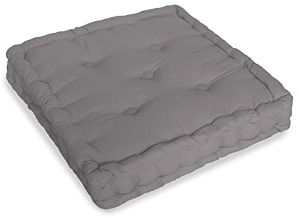 VAPINITY 100% Cotton Grey Booster Seat Cushion Pad Large 45cm Square Soft Chair Pad 10cm Thick and Firm - Ideal for Office Dining Chair Armchair Elderly Post-Operative Pregnancy Back Support