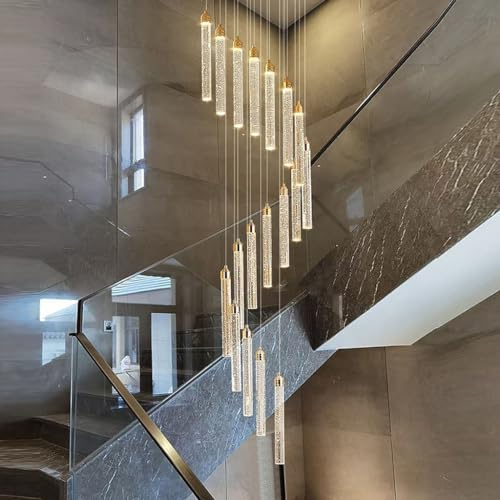YZSJ Moderne LED-Kristall-Kronleuchter Spiral-Kronleuchter Dimmbar Led Kronleuchter Höhenverstellbar Für Villa Decke Foyer Treppenhaus Wohnzimmer Dachboden(Größe:26heads)