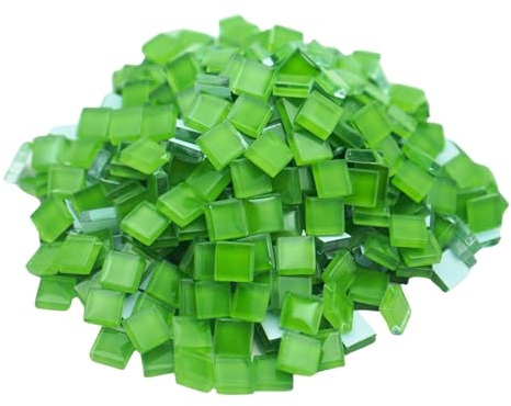 Yuvori 0,5 kg quadratische Kristallmosaikfliesen 1 cm DIY für Badezimmer, Wohnzimmer, Küche, Balkon (Grün)