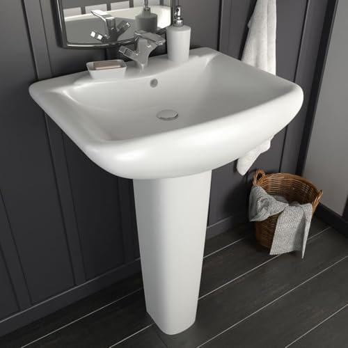 ShGaxin Lavabo de pie de cerámica Blanco 580x470x200 mm, Fregadero, Lavabo Baño, Lavamanos Baño, Lavatorio Casa De Banho, Mueble Lavabo sobre Encimera