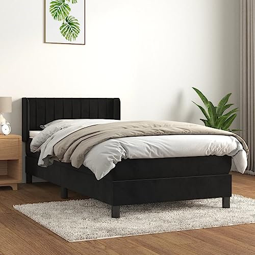 qohoio Boxspringbett mit Matratze Betten Mit Matratze Schlafzimmer Bett Boxspringbett Mit Matratze Schwarz 80x200 cm Samt - 3131047