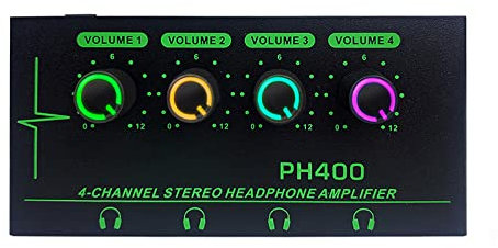 NOLOWY Amplificateur de casque stéréo à 4 canaux en métal avec LED