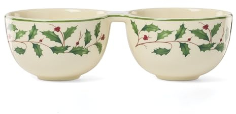 Lenox 898270 Holiday Double Dip Bowl, Christmas Dishes, Festive Serveware