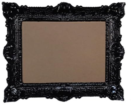 Generisch Cadre photo baroque - Design vintage - Noir brillant - Aspect vieilli - 56 x 46 cm - Rectangulaire - Pour 30 x 40 cm ou 40 x 30 cm - Cadre baroque 50R