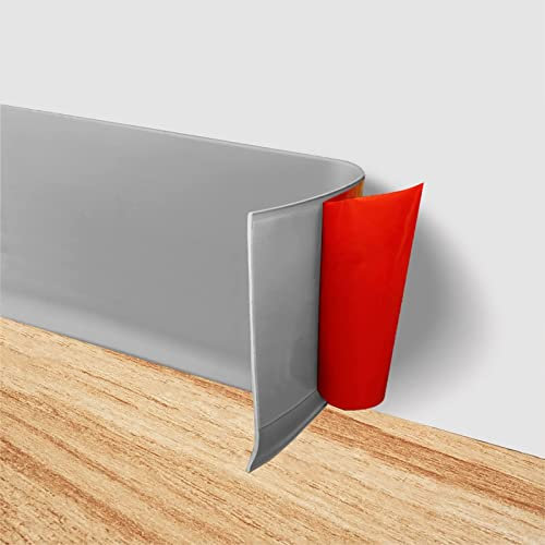 Battiscopa flessibile in scala flessibile, base da parete in vinile grigio, per bagno, camera da letto, cucina, ufficio 10 m / 32,8 piedi