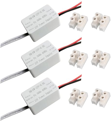 Transformateur LED 12 V 6 W (lot de 3 unités) - Source d'alimentation à découpage à tension constante pour bandes LED, spots et luminaires
