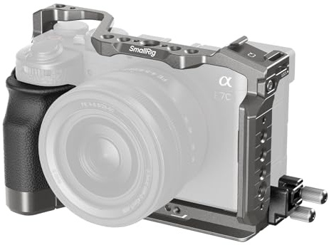 SMALLRIG HawkLock Quick Release Camera Cage Kit for Sony A7C II/ A7CR with Integrated Silicone Grip, Full Access Vlog Making Cage for Sony Alpha 7C II/Alpha 7CR with Cable Clamp for HDMI - 5198