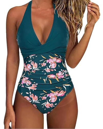 Générique Maillot De Bain Amaincissant Femme Sexy Col V Ventre Plat Maillot De Bain Bretelles Spaghetti Réglables Froncé Devant Vetement De Plage Contrôle du Ventre Rembourré