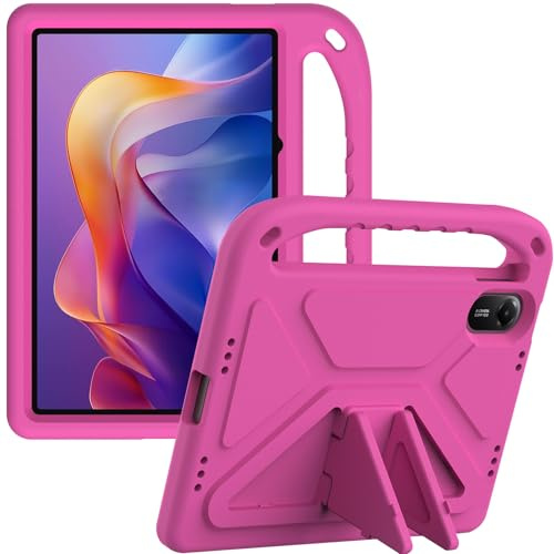 YRH para Funda Redmi Pad 2 de 11 Pulgadas 2025, con Mango a Prueba de Golpes y Soporte, Funda para niños para Tablet Xiaomi Redmi Pad2 (Rosa roja)