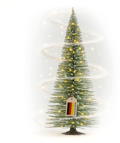 modellnatur Mini Weihnachtsbaum mit Beleuchtung | Tischdeko für Weihnachten & Advent | Handgefertigt natürliche Winteroptik | Künstlicher Weihnachtsbaum (20 cm - extra warmweiß)