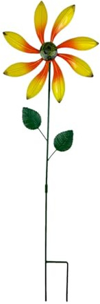 MagiDeal Outdoor Wind with Stake Yard Art Weatherproof Ornament Decorative Windmill Sculpture Flower Garden Stake for Backyard, yellow