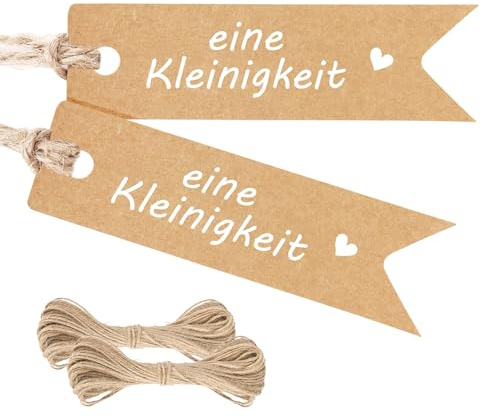 G2PLUS eine kleinigkeit Geschenkanhänger Kraftpapier: 100pcs Geschenk Tags | 7x2cm Kleinigkeit Anhänger mit Schnur für Geburtstag, Hochzeit, Geschenkverpackung