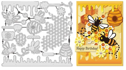 UNICRAFTALE 21Pièces Matrices de Découpe en Métal pour Cadre de Ruche D'Abeilles pour la Fabrication de Cartes Gabarit de Gaufrage en Acier au Carbone pour Animaux