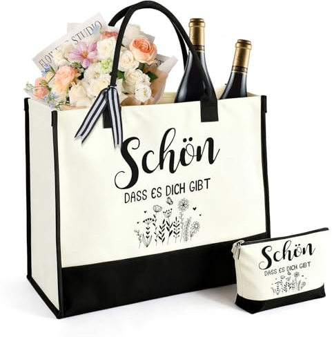 Nvseaty Födelsedagspresent för kvinnor 40 50 60, handväska för kvinnor, vikbar shoppingväska set, presentset för pensioner, mammas shoppingväska, kosmetikväska
