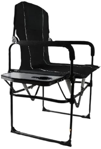 ZYAGH Hochleistungs-Regiestuhl mit Beistelltisch, einfach zusammenklappbares Design for Strand, Outdoor, Camping, Angeln(Black)