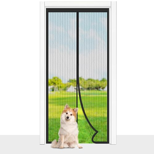 Magnetic Fly Screen Door, Cloudgree Fly Insect Screen Door Screen Mesh Curtain with Powerful Magnets and Full Frame Hook&Loop, Insect Protection Door No Gap, Keep Bugs Out Lets Fresh Air in(110x210cm)