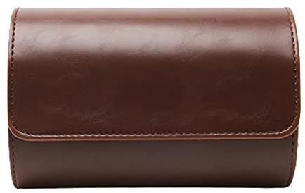 OOLA.DETAL Rouleau de montre en cuir pour montre et bijoux - Coussin antidérapant amovible - Noir et marron 2