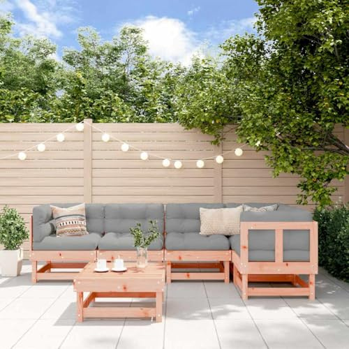 RCODSSK Modulares Gartenset aus Massivholz Douglasie, Garten Sofagarnitur aus Holz mit Polster, 6-TLG. Lounge-Set für Terrasse mit Kissen