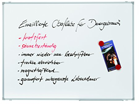 Franken SC2203 Schreibtafel X-tra Line (magnethaftend, Alurahmen mit Ablageleiste) 120 x 90 cm, emailliert, weiß