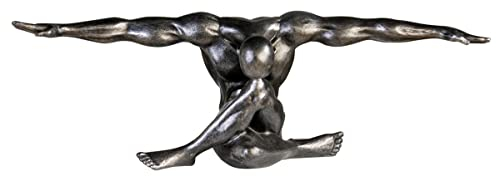 Casablanca - Design Deko Skulptur Cliffhanger aus Kunstharz - Höhe 20 cm - antik-Silber - Figur Dekoration - Deko - Home