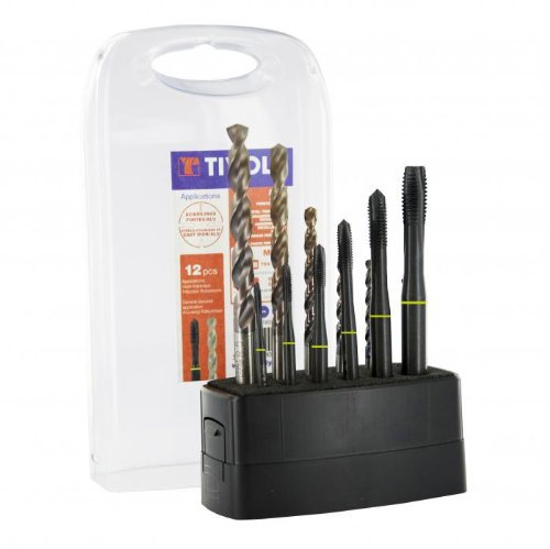 Coffret 6 tarauds HSS GUN + 6 forets TBX HSCOB Blade queue cylindrique série courte TIVOLY