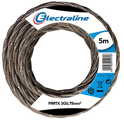 Electraline 16807 Cavo Tessile FRRTX, Sezione 3G0.75 mm, 5 mt, Marrone