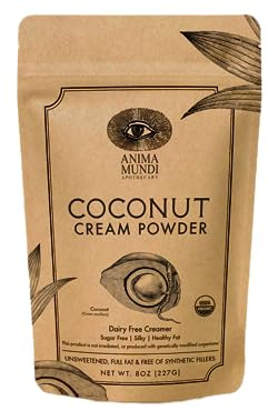 Anima Mundi Apothecary Coconut Cream Powder - Organic Non-Dairy Coconut Creamer for Coffee, Smoothies, Desserts & More - Vegan, Non-GMO & Plant-Based (8oz)