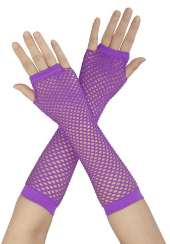 sourcing map Armstulpen für Damen, Ellenbogenlänge, elastisch, Fischnetz, fingerlos, 1 Paar