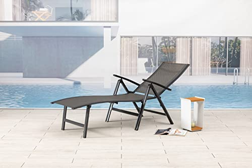Pure Home & Garden Extra hohe Luxus Aluminium Gartenliege NOX anthrazit, klappbar und mehrfach verstellbar