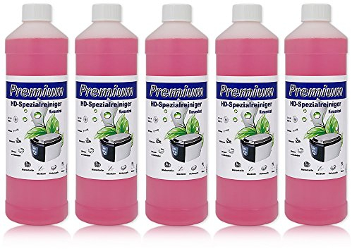 5 x 1 Liter Premium Ultraschallreiniger Konzentrat für die optimale und Rückstandfreien Reinigung von Brillen, Schmuck, Elektronikkomponenten, Mechanik, Münzen und u.v.m