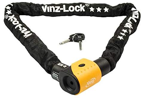 VINZ Jannu Kettenschloss ø10mm | ART 3 Zertifikat | Schloss für Roller E-Scooter Motorrad Moped E-Bike & hochwertiges Fahrrad | sicheres Rollerschloss Motorrad Kette | 100-200 cm (150cm)