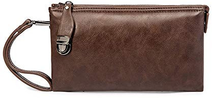 CULASIGN Handgelenktasche PU Leder Herren Business Handtasche Herrentasche Groß Geldbörse Tasche für Männer (Brown)