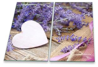 Herdabdeckplatte Ceran 60x52 Lavendel Violett Blumen Abdeckung Glas Universal 2x30x52 cm