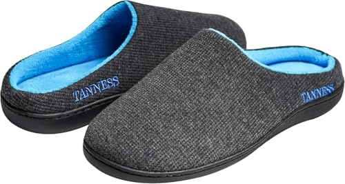 TANNESS Two-Tone Memory Foam Mens Slippers - Anti Sweat with Rubber Sole and Slip-On Closure - Perfect for Indoor, Outdoor and Summer Gifts - Mens Slippers (Size 10 and 11)