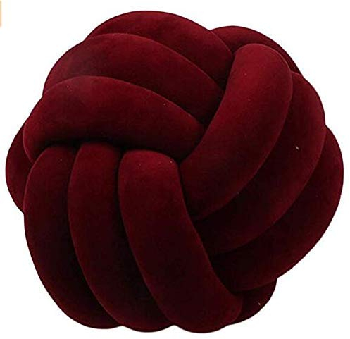 Nicole Knupfer Knot Kopfkissen Knotenkissen Plüsch Kissen Weiche Geknotetes Kissen Knoten Ball Kissen Dekor Bett Zimmer (Weinrot,35cm Durchmesser)