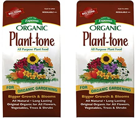 Espoma Organic Plant-Tone 5-3-3 Natural & Organic All Purpose Plant Food; 4 lb. Bag; The Original Organic Fertilizer for All Flowers, Vegetables, Trees, and Shrubs. Pack of 2