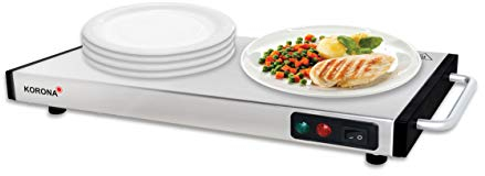 Korona 59500 Placa caliente de 1100 vatios máx. para mantener la comida caliente | se puede utilizar sin cable | 40 x 20 cm, acero inoxidable