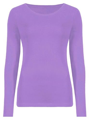 Hamishkane Ladies Long Sleeve Round Neck Plain Casual Basic Stretchy Fitted Womens T-Shirt Top
