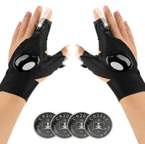 Chizea Father s Day Gifts for Men, LED Gloves with Lights for Fishing | Birthday Gifts Gadgets from Daughter Son for Dad Grandad Husband Him, Car Repairing, Camping Accessories, Mens Presents
