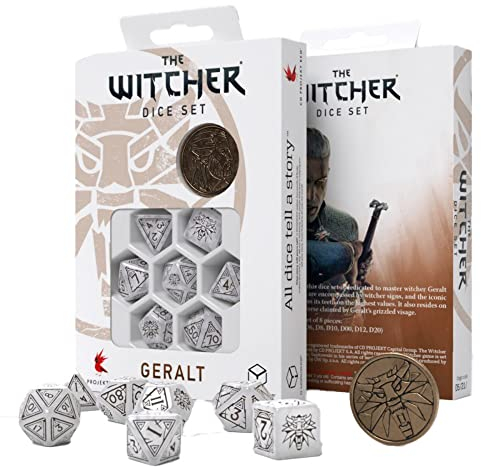 Q-Workshop QWOWGE3T The Witcher Dice Set: Geralt – The White Wolf (7), 295 x 295 x 85 mm