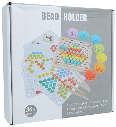 Wooden Board Bead Game, Dots Shuttle Beads Board Games Clip Beads Game Children Wooden Clip Beads Puzzle Board Hands Brain Training Bead Game Educational Toys(2in1)