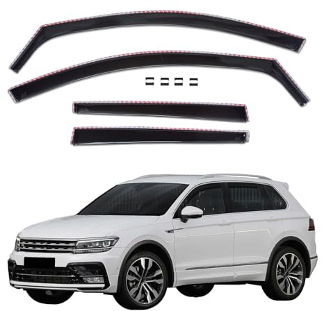 SCOUTT J&J Automotive GP Windabweiser passend für Volkswagen Tiguan 2 2016-2024 4tlg, Vorne und Hinten Regenabweiser Passform Getönt Schwarz