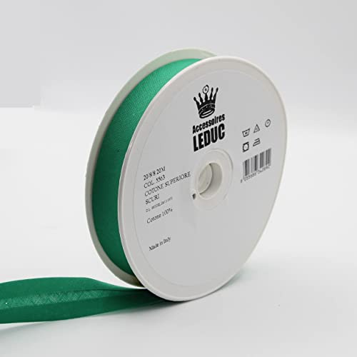 Leduc Schrägband, Baumwolle, 20 m, 30 Farben – für Doppelfalten, 8 + 20 + 8 mm, Qualität Italien, Grün 5563