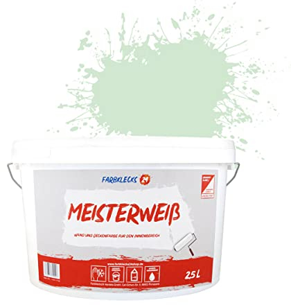 Farbklecks24 Meisterweiß Color, Wandfarbe Grün 5-0 (2,5L),(versch. Farben),hohe Deckkraft