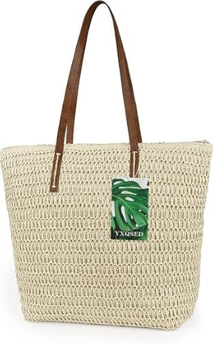 YXQSED Borsa da Spiaggia per Esterni di Grande Capacità Moda Estiva Casual in Rattan