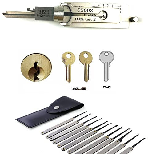 Locksmith Lock Pickking Kit SS002 2 en 1 Lock Pick Tool y 12pcs Lock Pick Hook para S-Groove Puerta Lock