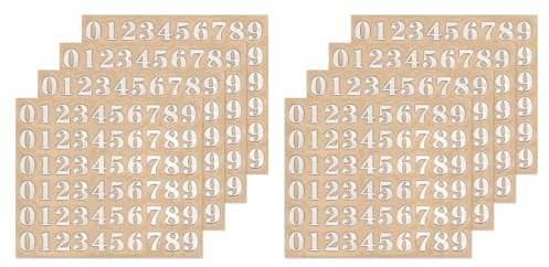 sourcing map 8 Blätter Nummern Aufkleber, 3mm Stereo Selbstklebende Zahlen Sticker für Postfach,Schilder,Adressnummer,DIY Scrapbooking,Dekorationskunst, Silber