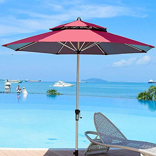 Parasol de jardin double Parasol en aluminium |2.7m |avec manivelle/étanche/ne se décolore pas/8 baleines pour terrasse/balcon/patio/marché/plage – sans base good