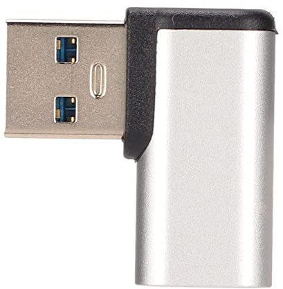 SYH&AQYE 90 ° USB3.0 auf Typ C Adapter, 10 Gbps 3a USB A Stecker auf USB C Linkswinkel Buchse Adapter, Aluminium Plug and Play Rechtwinkliger Stecker für Handys Tablets Festplatten(Silber)